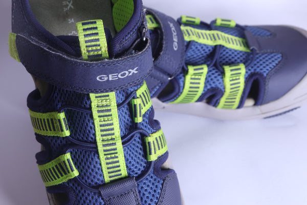 Geox Kyle Navy/Lime Boys Sandals Size EU 34 Condition 9.5/10