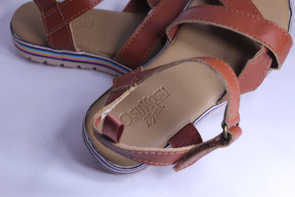 OshKosh B'Gosh Girls Leather Cross-Strap Sandals Size EU 25 Condition 9.5/10