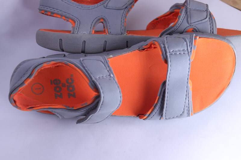 Zoe & Zac Grey Orange Boys Sandals Size EU 32.5 Condition 9.5/10