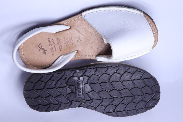 Pabloski Menorquina Pure Leather Girls Sandals White Size EU 30 Condition 9.5/10