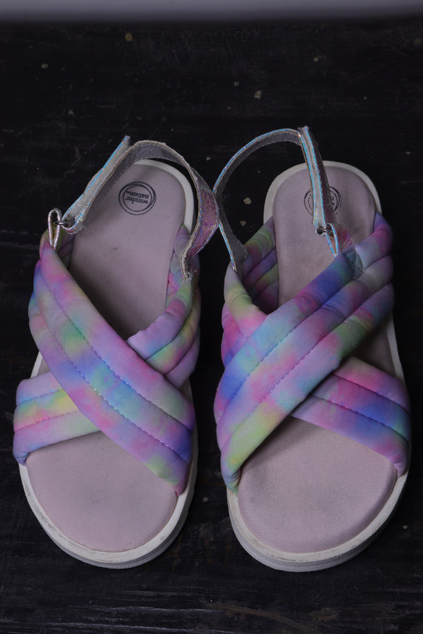 Wonder Nation Tie-Dye Puff Sandals Girls Size EU 30 Condition 9.5/10